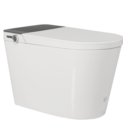 Smart Toilet With Bidet, Auto Open And Close Feature, Heated Seat, Warm Water Dry, Foot Sensor, Fountain Washing Modes, Adjustable Temp, , Dryer Side Button Memory, High - Quality Ceramics Automatic