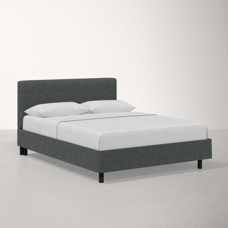 Adrien Upholstered Platform Bed, Twin, Milsap Navy Sustain Tweed