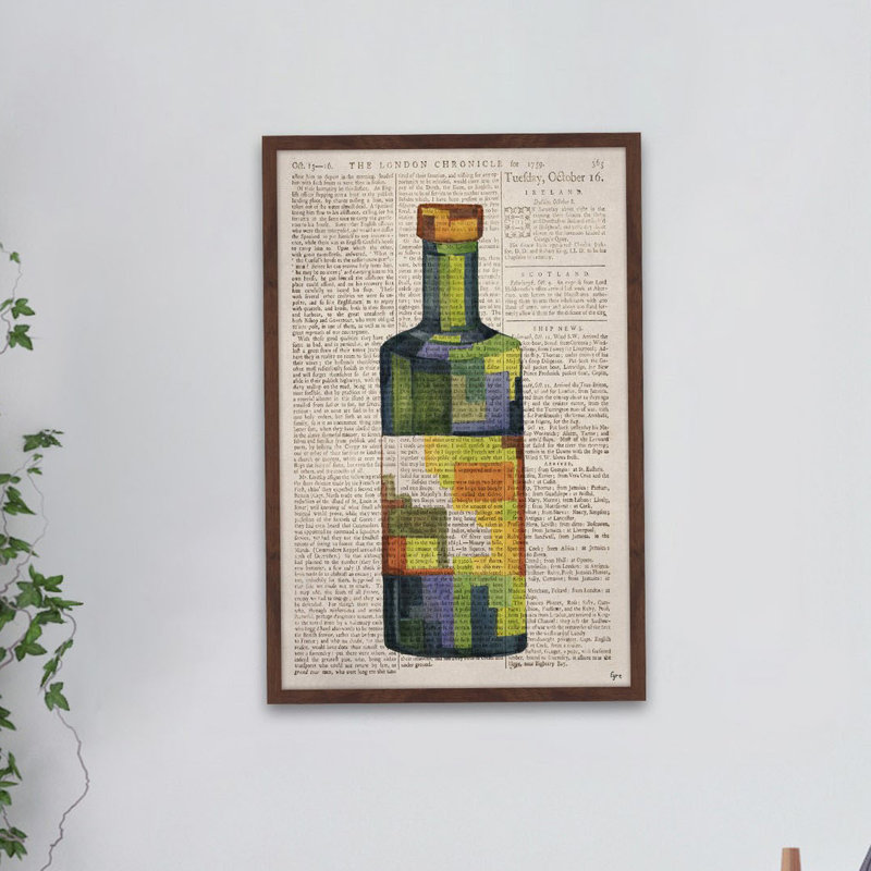 « secret drink », reproduction de peinture à l’aquarelle encadrée, H 18 po x l 12 po x P 1,5 po