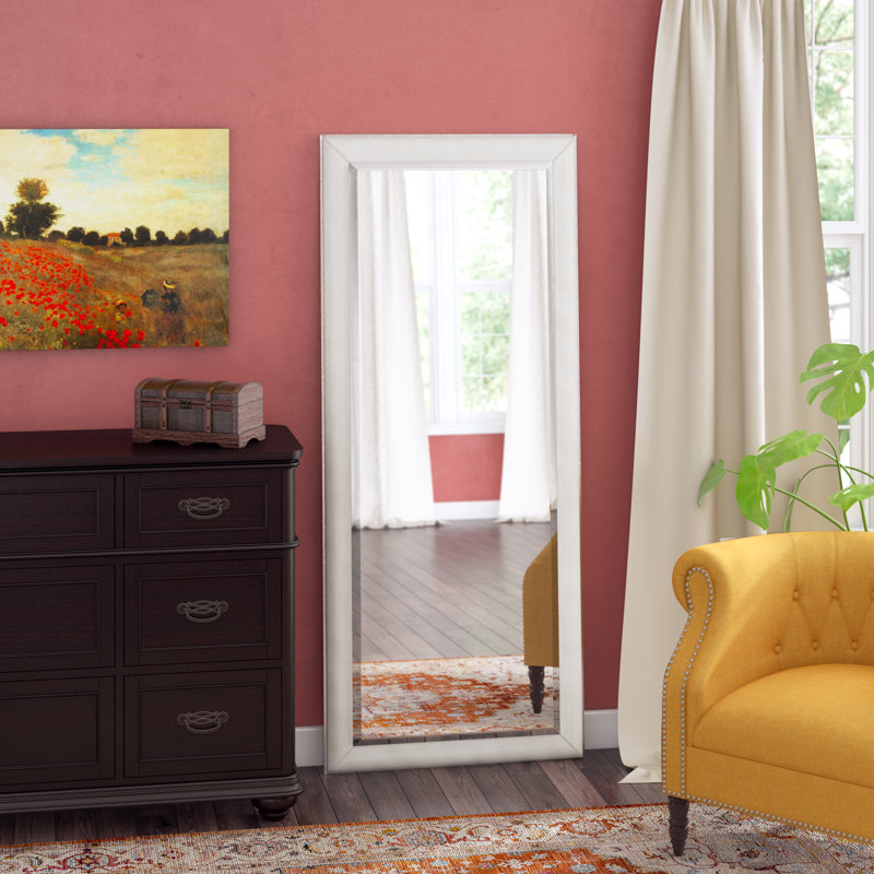 Solid Wood Flat Mirror, 64" H x 29" W, White