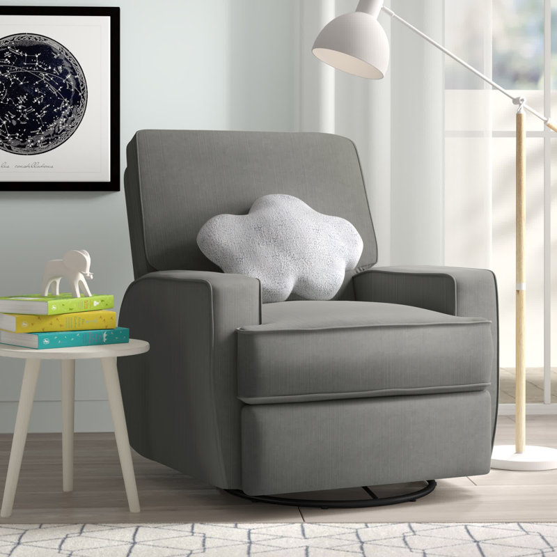 Fauteuil oscillant, inclinable et pivotant rembourré Abingdon, Velours gris foncé