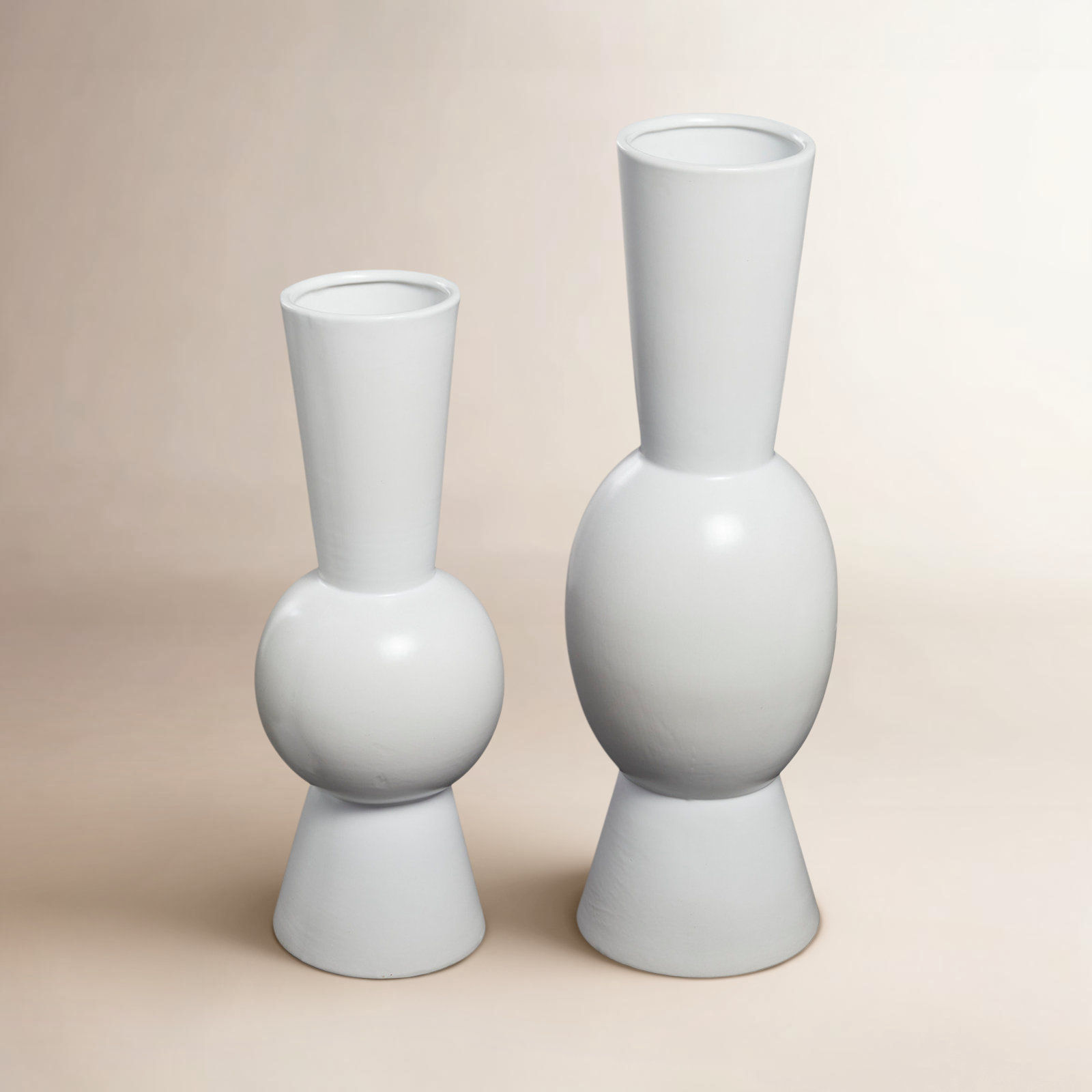 Mable Ceramic Table Vase, White