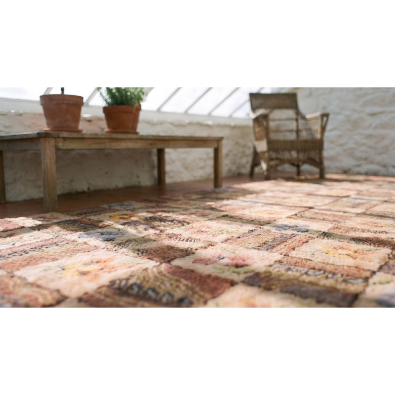 Tapis antique en laine multicolore crocheté à motif floral multicolore American Antique