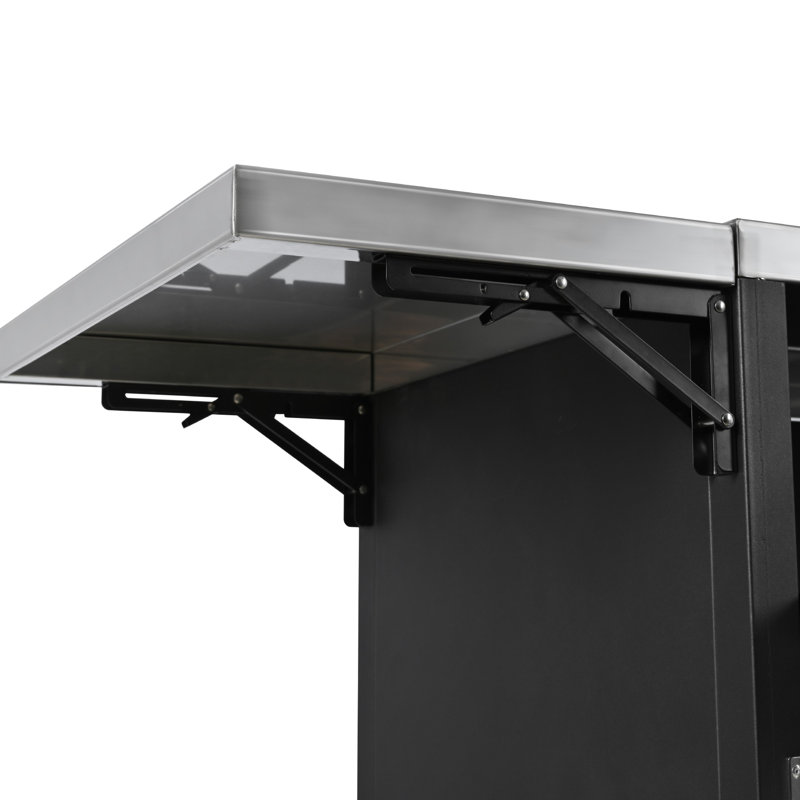 Versatile Outdoor Cabinet with Folding & Expandable Work Surfaces, Ample Storage Space, and Lockable Wheels