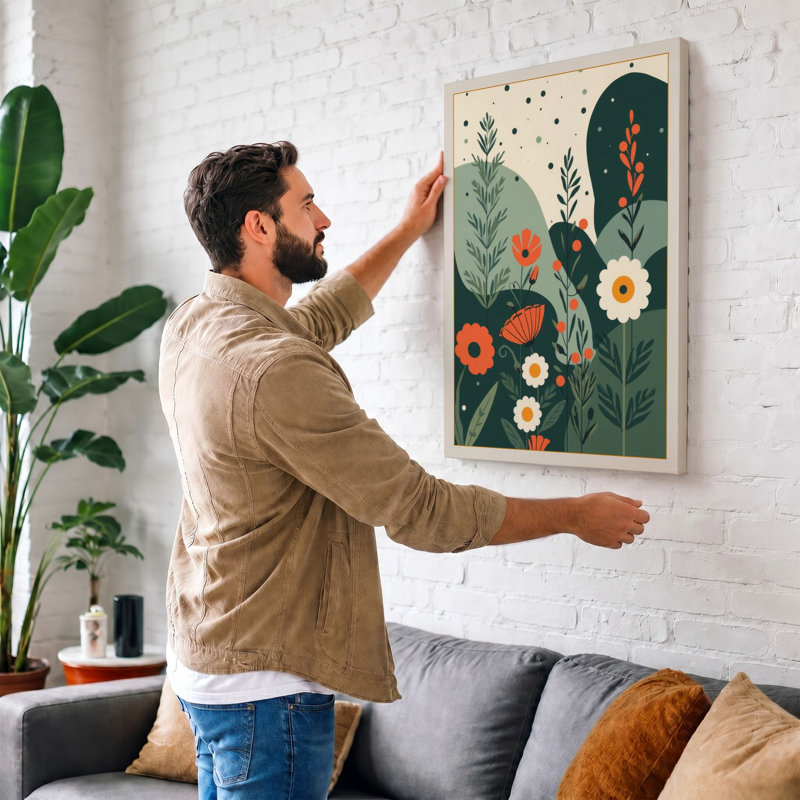 Stylized Garden Botanical - Wrapped Canvas, 30x20 - 76.2 x 50.8 cm, Black Border