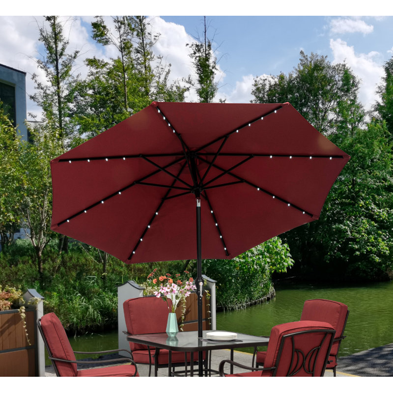 Parasol de marché solaire 9 'à DEL, Rouge