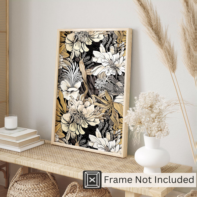 "Floral Luxe Flowers", reproduction d'art moderne sans cadre, H 20 po x l 16 po
