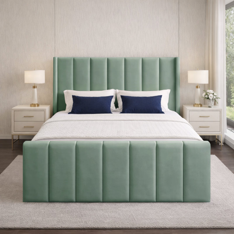 Premium Wingback Storage Bed Frame, Duck Egg, Super King (6')