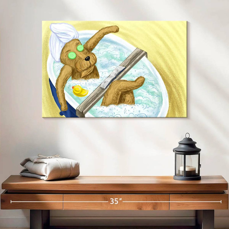 Ketti Dog In A Bubble Bath, 16" H x 24" W