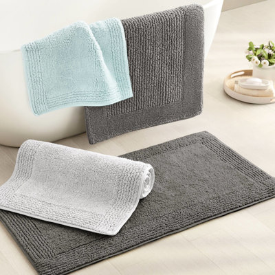 20x30" 3000 Gsm 100% Cotton Reversible White Bath Rug - Dense And Feel, Easy Maintenance, Non Slip Option Look, Long Term Use, Approved