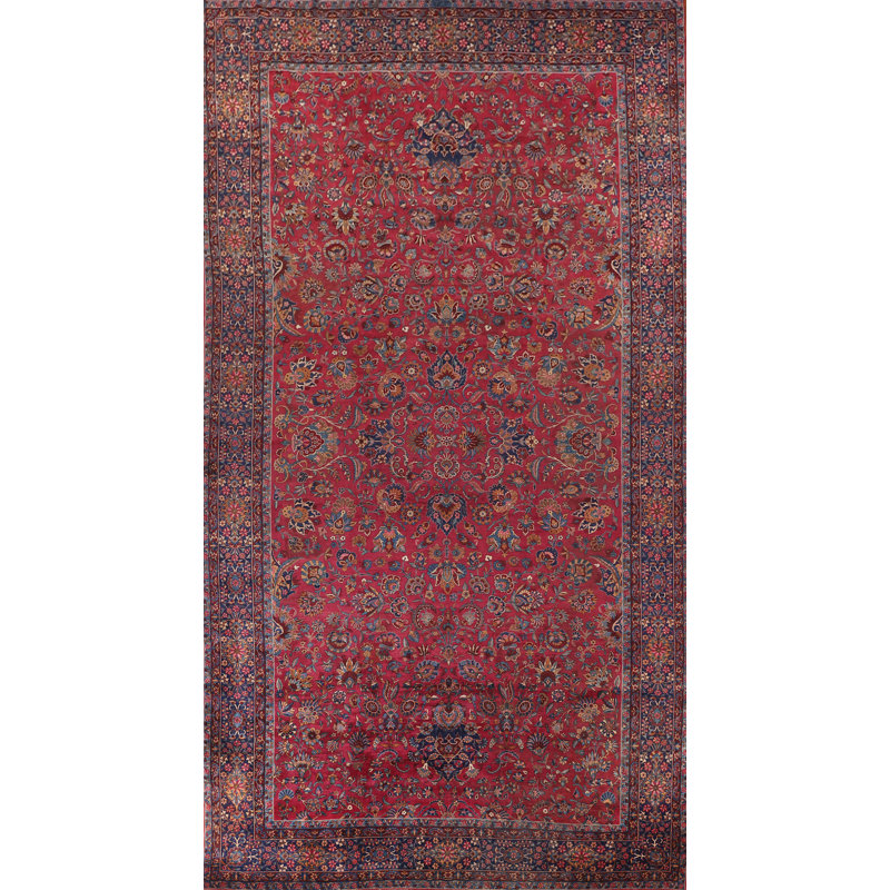 Tapis traditionnel pré-1900 à teinture végétale antique 12 x 21