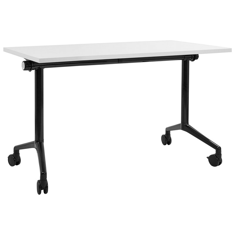 Yawen Metal Base Writing Desk, White/Black, 120cm H x 60cm W