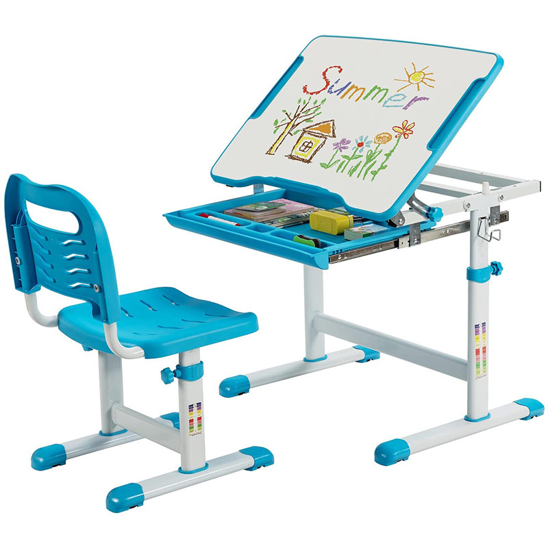 Viet Kids Rectangular Play Or Activity Table and Chair Set, Blue