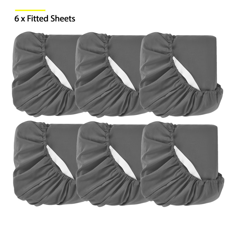 Draps-housses en microfibre brossée 6PK, Drap-housse simple TG, Gris