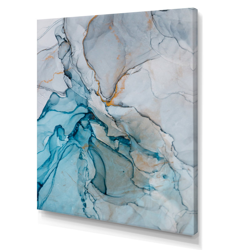 «Gray Meets Blue Marble Art Ripples III», reproduction d'art moderne sur toile, H 40 po x l 30 po x P 1,5 po, Toile tendue