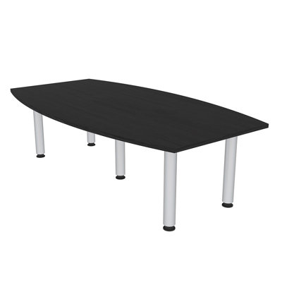 Table de conférence en forme de bateau avec pieds argentés