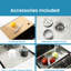 Évier de cuisine en acier inoxydable 33 x 19, encastré avec planche à découper. Acier 304, durabilité exceptionnelle. Scratch-Coating. Grand bol simple. Réduit le bruit. Coffre-fort avec coins arrondis 33 x 19-121629563