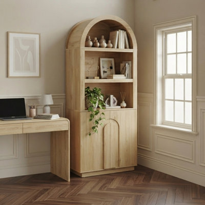 Arched Bookcase with Cabinet Doors