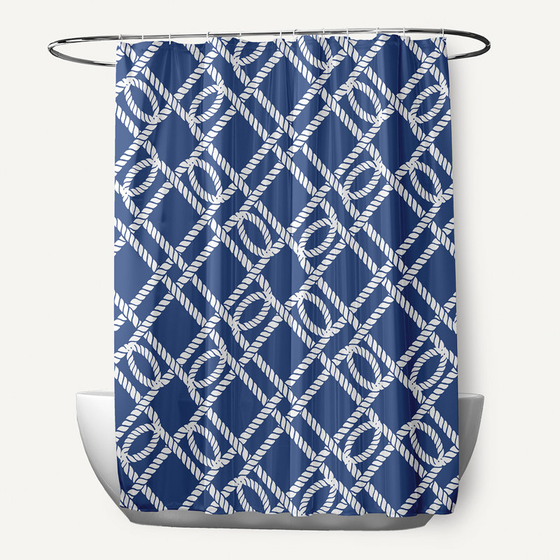 Rideau de douche simple à motif géométrique Ludwig, Bleu