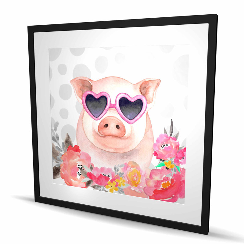 Petit cochon amoureux - rose, chambre à coucher encadrée