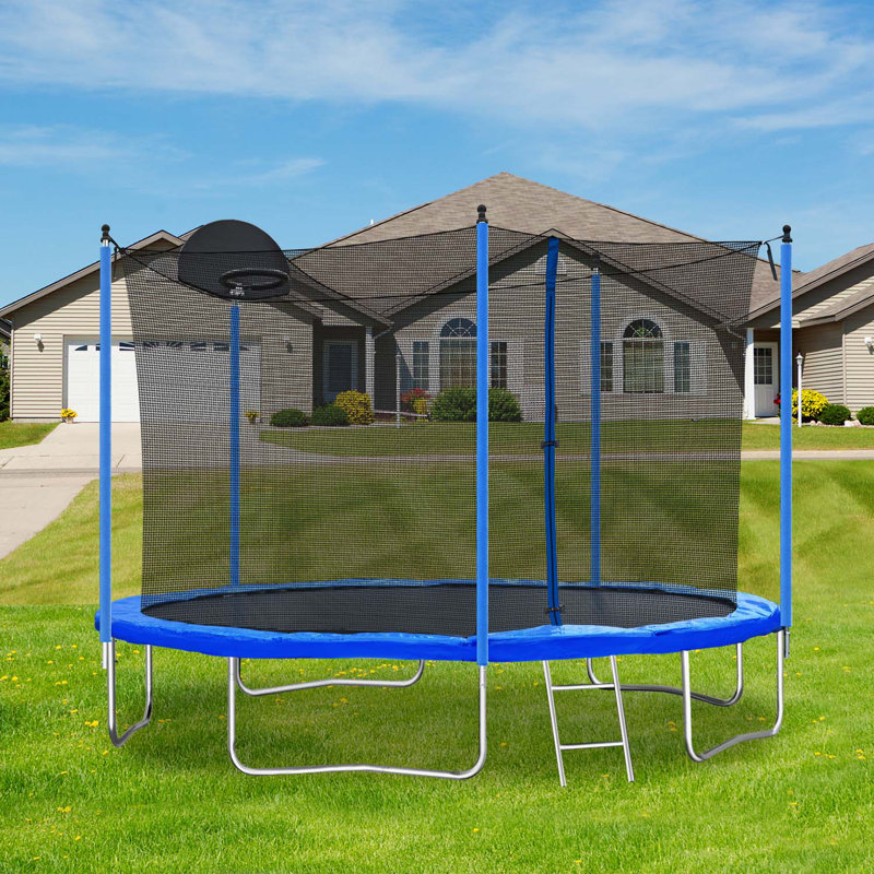 12 ft. Round Outdoor Trampoline with Metal Frame and Board