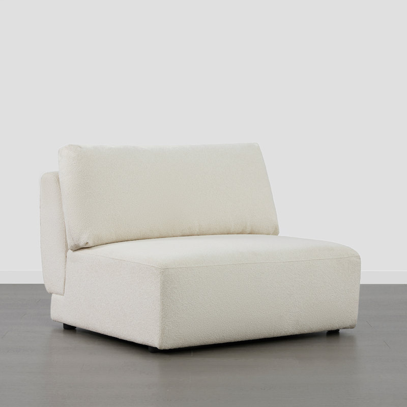 Aneika Armless Upholstered Chair, Cream Polyester