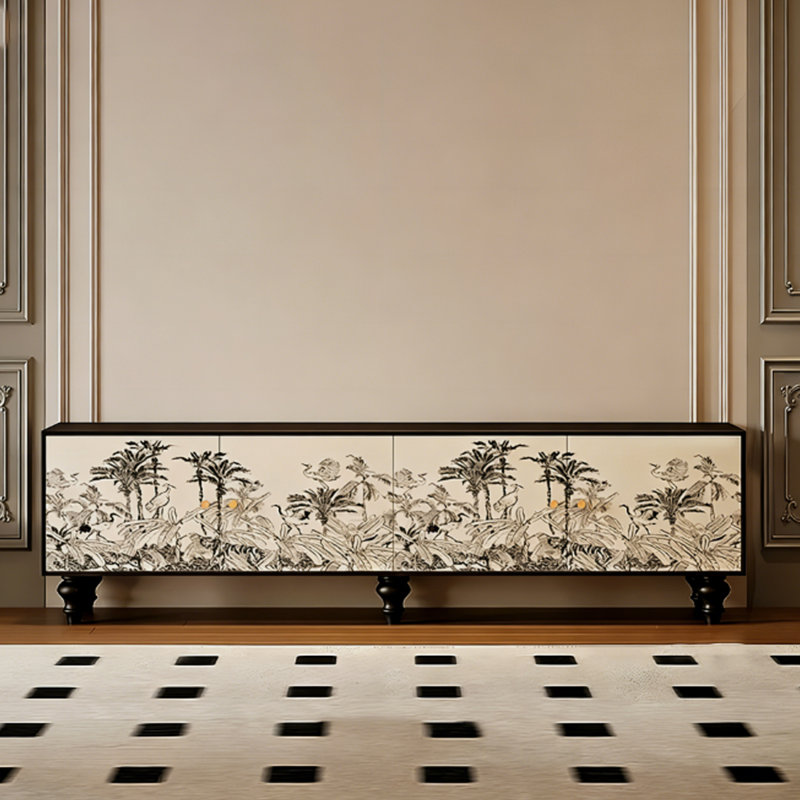 Meuble télé moderne en bois massif, H 21,65 po x L 15,75 po x l 86,61 po