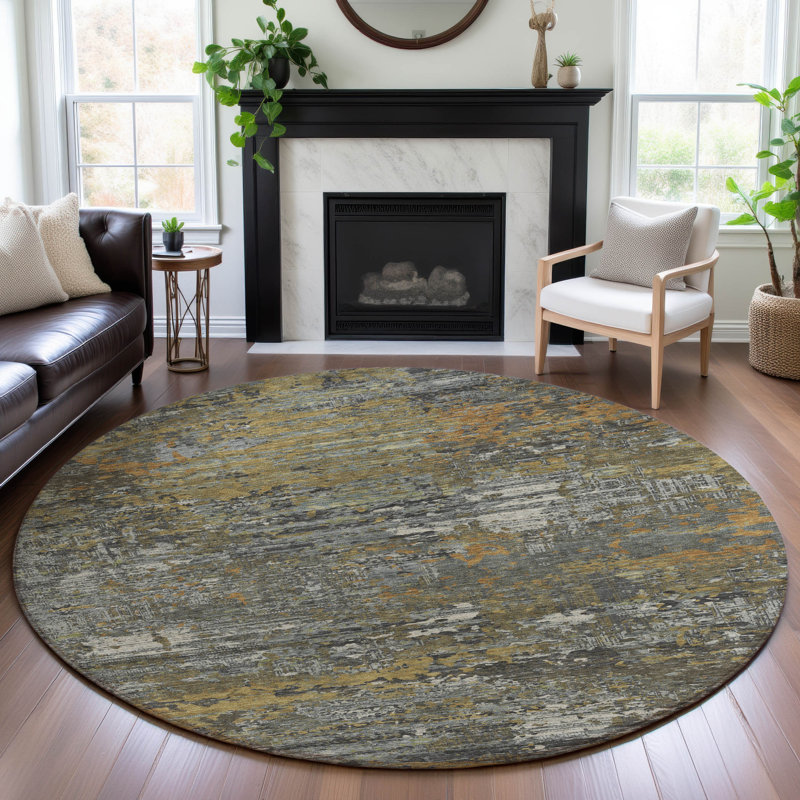 Premium Machine Washable Elize AMF1393 Modern Rug, Round 8'