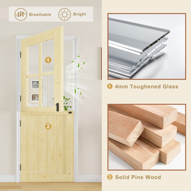 Porte semi-intérieure en bois de pin massif non fini pré-monté 4 portes Lite Lite Qucik, 32 po x 80 po