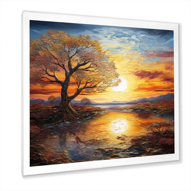 Sunrise Charm liquide Art II, Cadre simple blanc, H 16 po x l 16 po x P 1 po