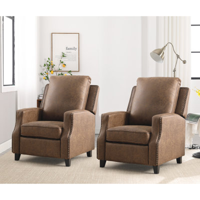31.1'' Wide Classic and Overstuffed Soft Push Back Recliner with Nailhead Trims (Set Of 2)