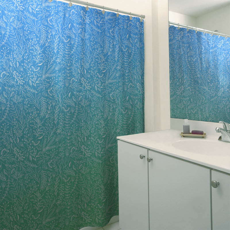 Rideau simple à motif floral ditsy classique, Bleu / vert / blanc