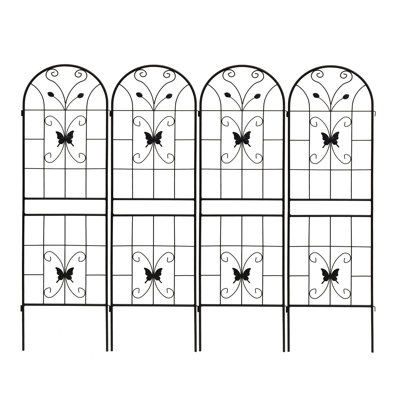 Ensemble de treillis de jardin en métal noir de 71 po de hauteur et 19,7 po de largeur, convenant pour les plantes grimpantes d'extérieur comme Glory Morning