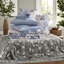 Ensembles de literie confortables et floraux, polyester, bleu aquarelle, lit simple décoratif