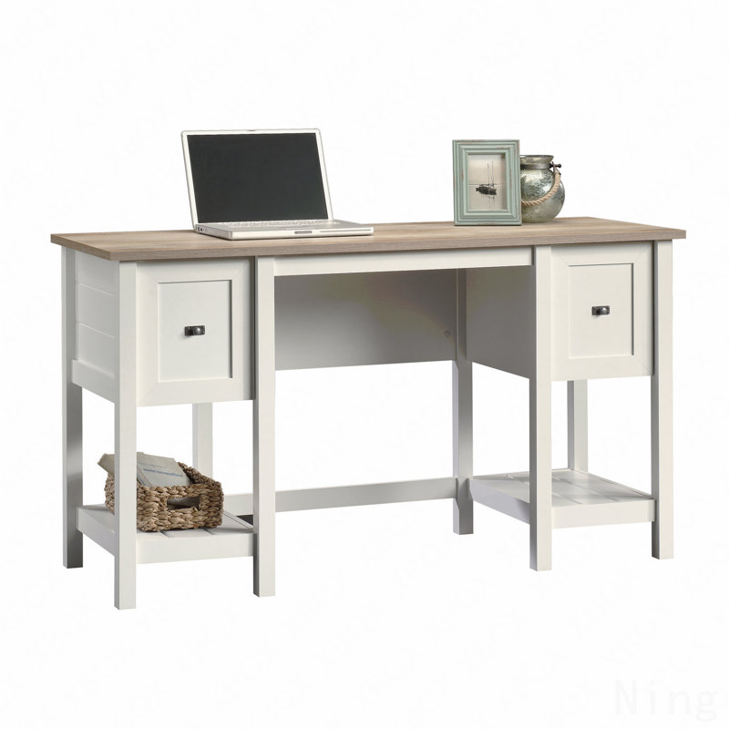 Bureau Coastal avec lot classeur latéral, finition blanche