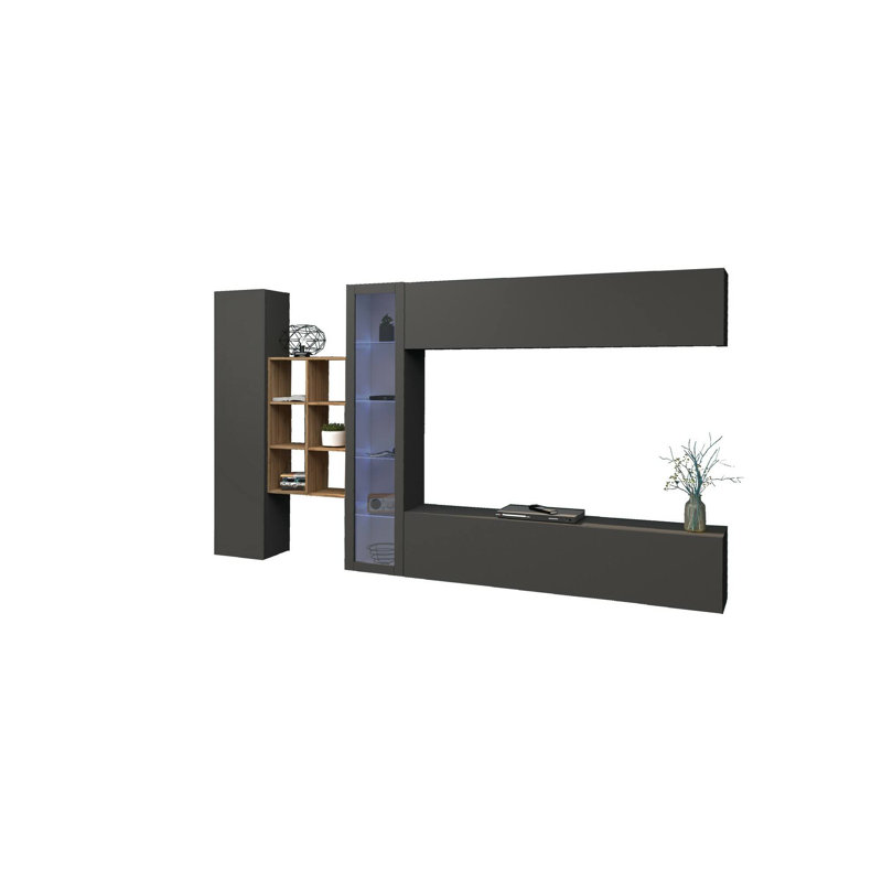 Calisto Rectangle Accent Cabinet, Anthracite/Maple