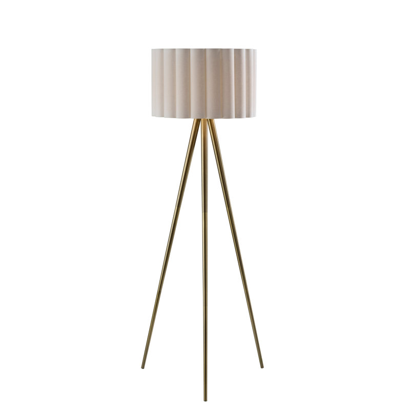 Lampe sur pied Caldwell - laiton antique, Laiton antique, Beige