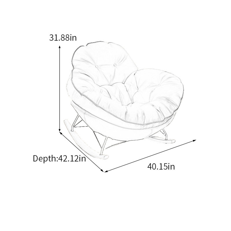 Chaise berçante ergonomique à structure en métal, Noir / Beige