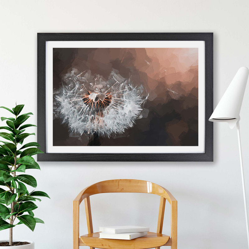 Floating Dandelion Seeds - Framed Print, 62cm H x 87cm W x 2cm D, Black