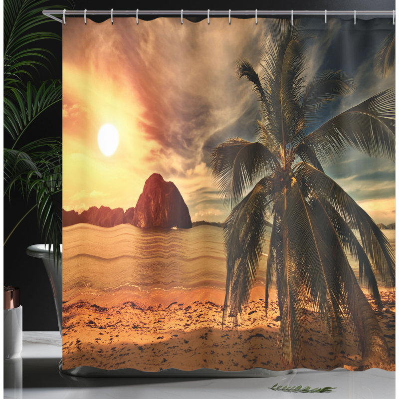 Shower Curtain with Hooks Included, 69" W x 70" L