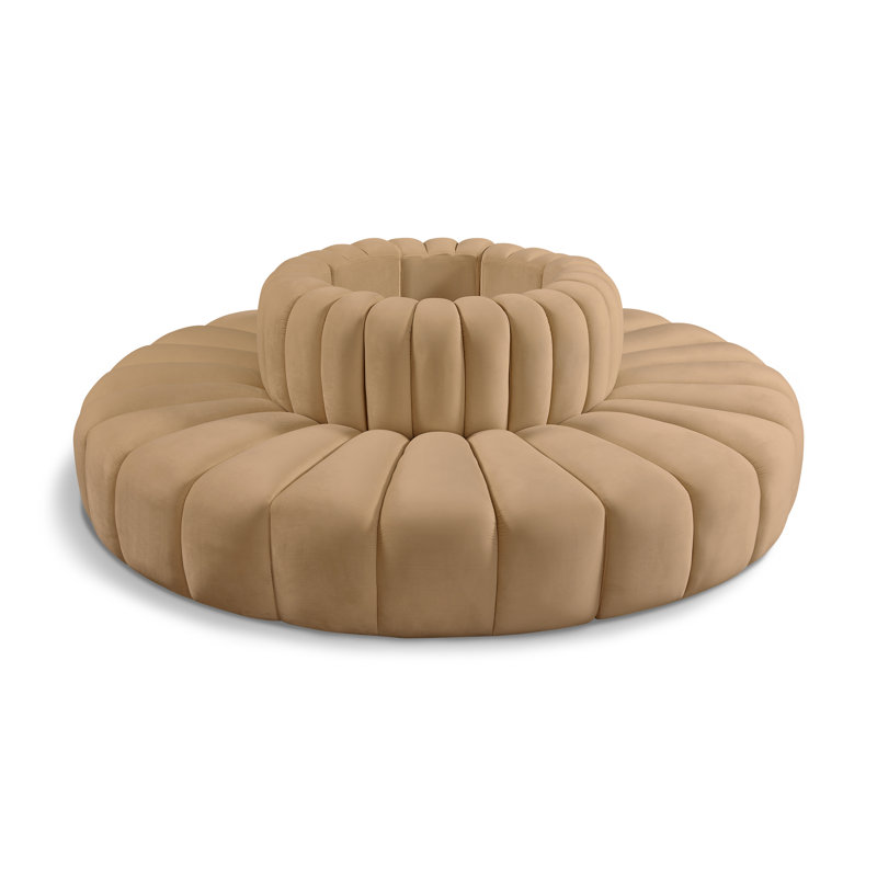 Hite Upholstered Curved Sectional Reversible, Camel Velvet
