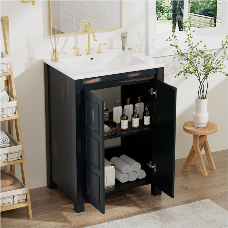 Petit meuble-lavabo 24 "avec lavabo en céramique