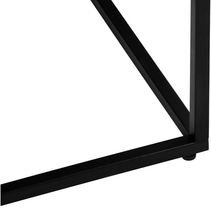 Julian Black and Natural Wood Square Side Table with Metal Frame
