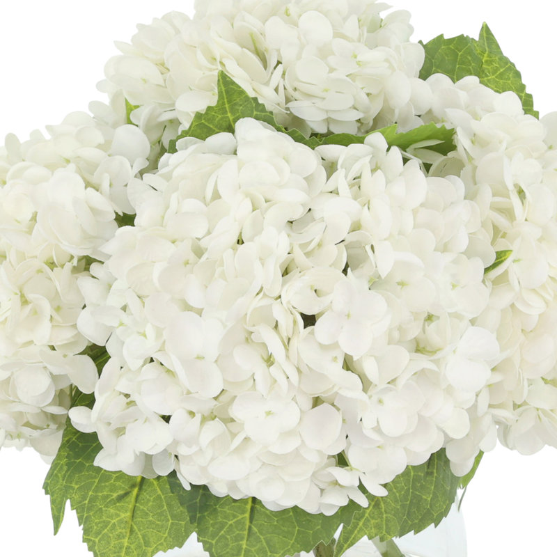 Hydrangea Bouquet In Bubble Glass Vase, White