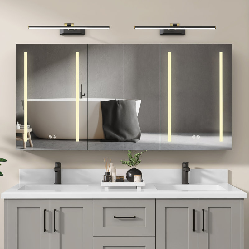 Pharmacie Crissy 60 W 30 H avec miroir 8 tablettes