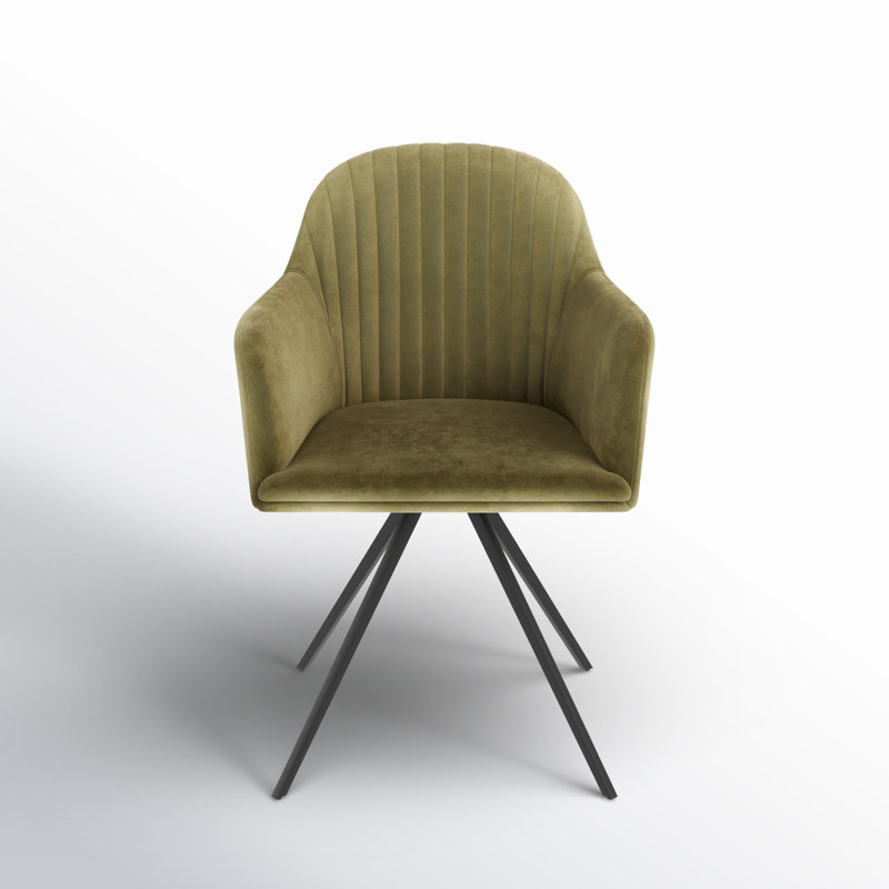Chaise rembourrée en velours Skywalk, Velours vert olive