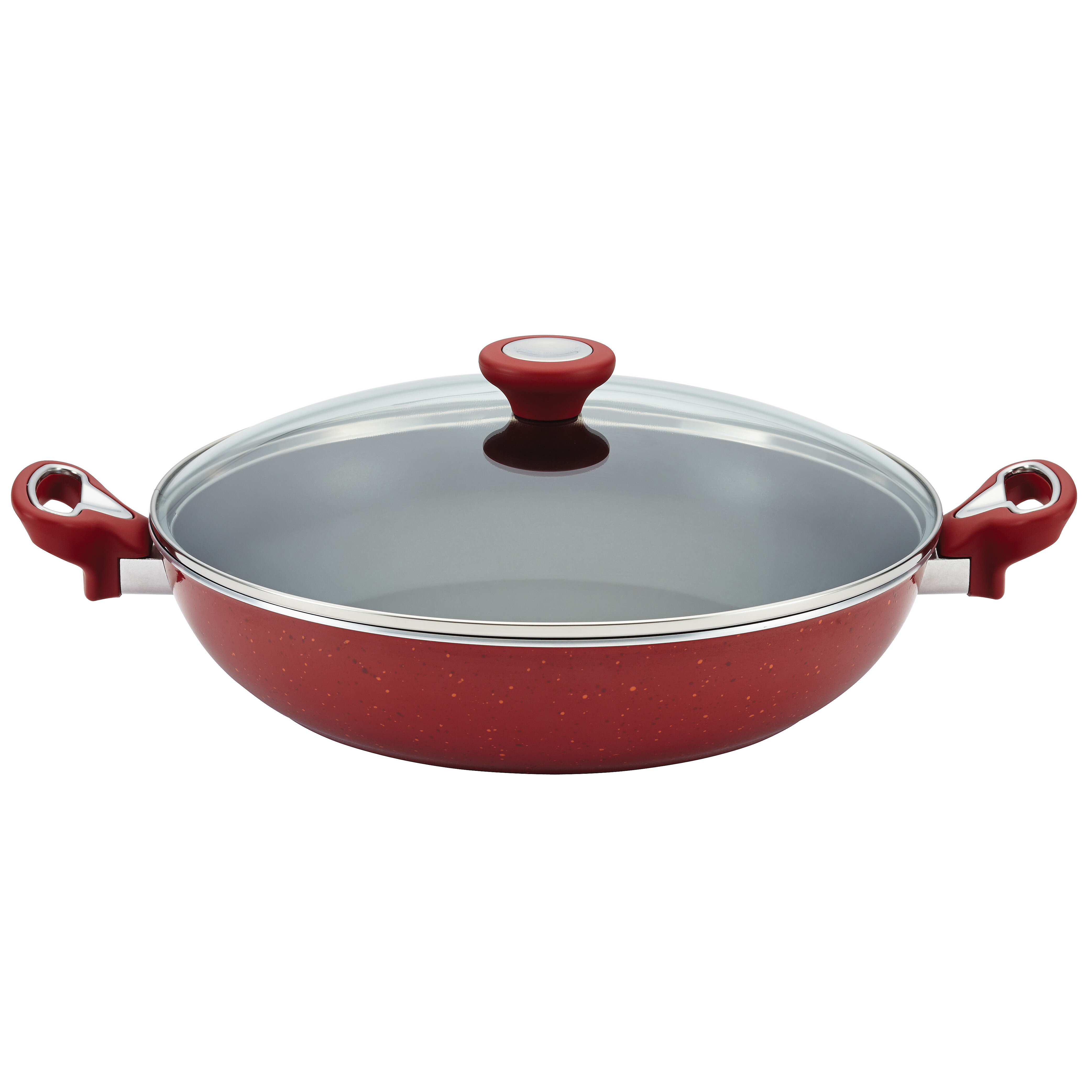 Farberware 14-inch Easy Clean Non-Stick Family Pan Cooker with Lid, Red