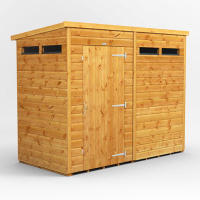 Powersheds 8 x 4ft Timber Tongue & Groove Security Pent Garden Shed