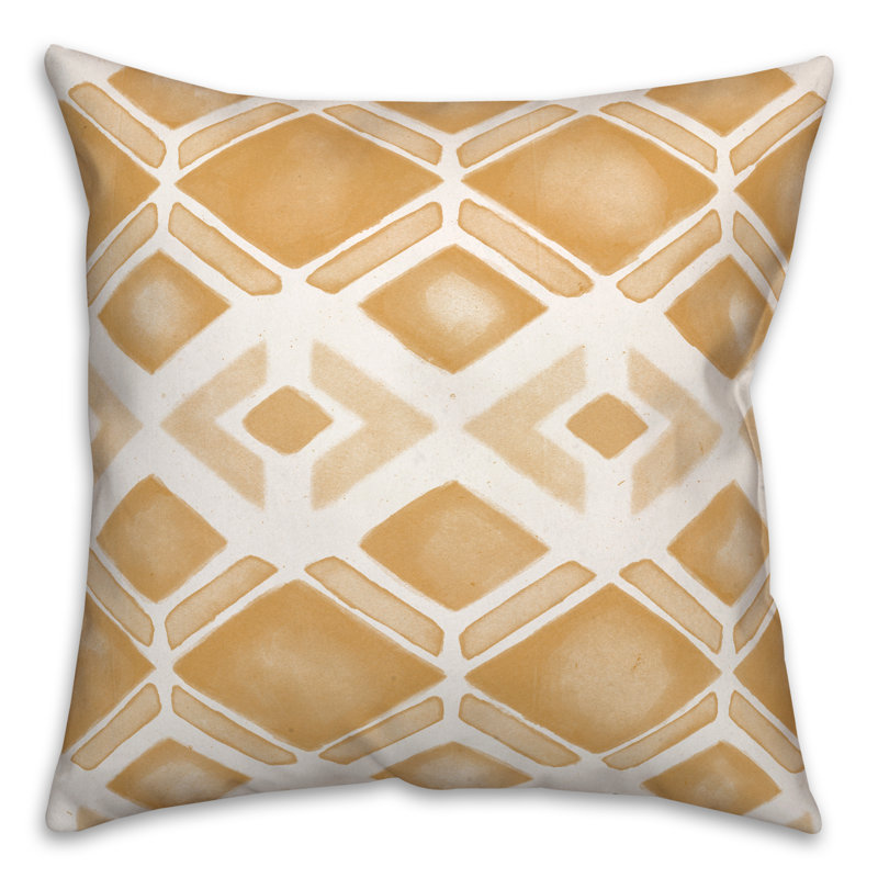 Geometric Outdoor Reversible Throw Pillow, Orange