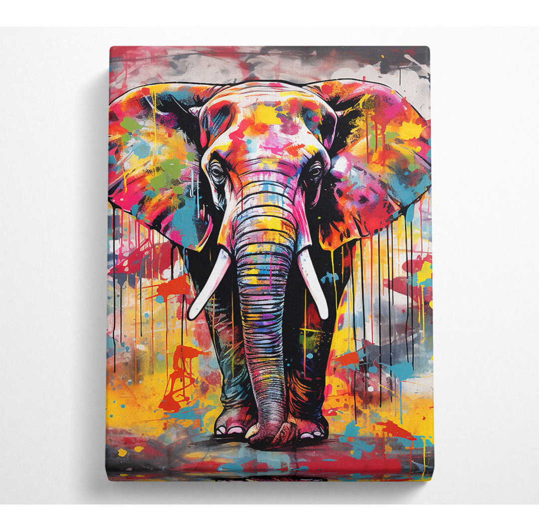 Elefant Paint Splash - Kunstdrucke auf Leinwand - Wrapped Canvas